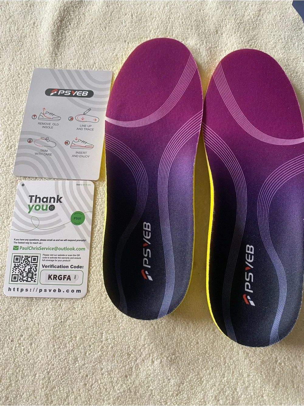 PSVEB Rogers Poron Sport Insoles Arch Support Blue Cuttable Size -Open Box